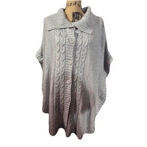 Dillard’s Gray Knit Button Up Poncho one size
